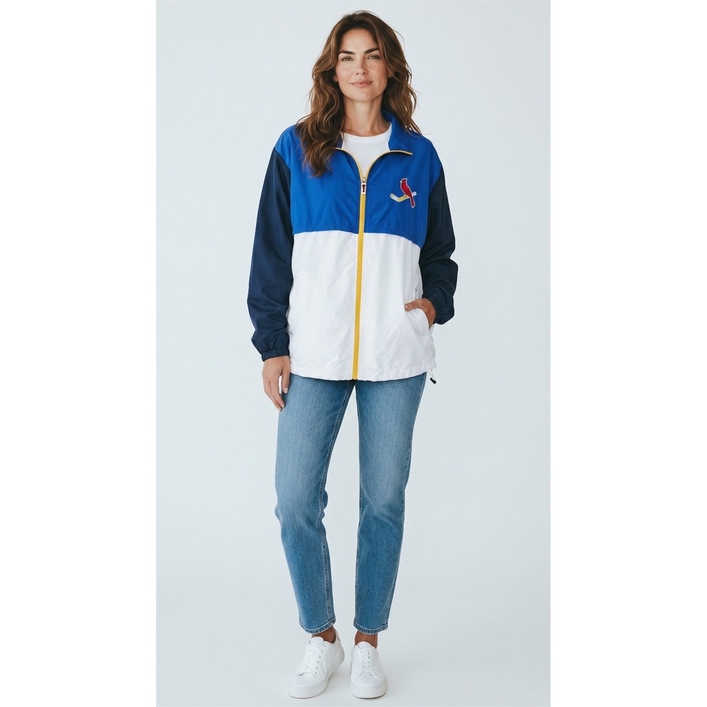 St Louis Cardinals MLB Windbreaker Jacket Full Zip Colorblock Blue White XL